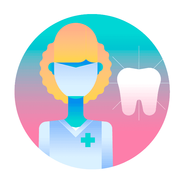 Illustrazione disegno dentista con dente